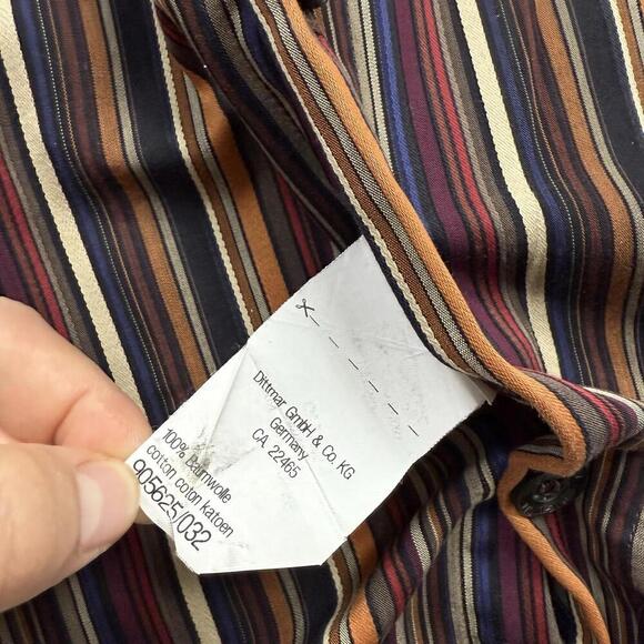 VTG Signum Striped Button-Up Shirt XL Multicolor Long Sleeve Cotton Germany Made - Picture 5 of 12